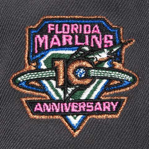 New Era 59Fifty Miami Marlins 10th Anniversary Patch Hat - Graphite, Green