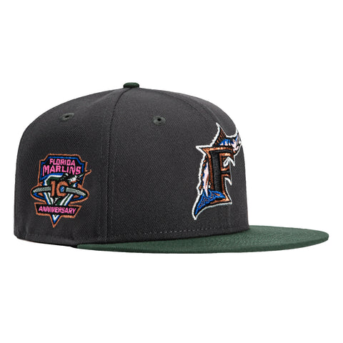 New Era 59Fifty Miami Marlins 10th Anniversary Patch Hat - Graphite, Green