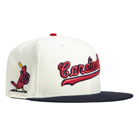 New Era 59Fifty St Louis Cardinals Logo Patch Script Hat - White, Navy