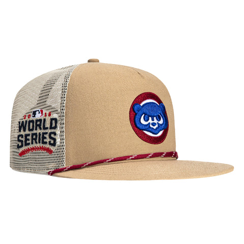 47 Brand Hitch Chicago Cubs 2016 World Series Patch Snapback Trucker Hat - Khaki
