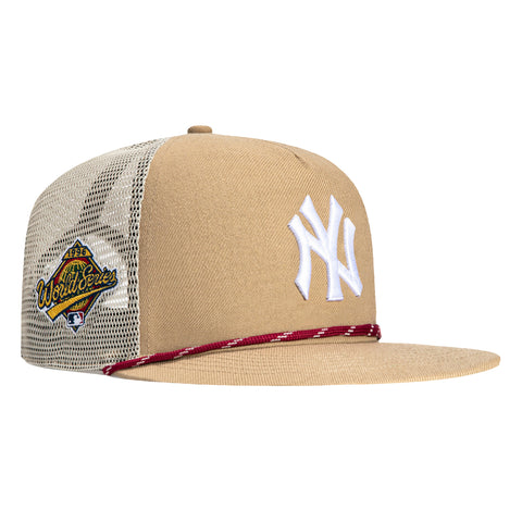 47 Brand Hitch New York Yankees 1996 World Series Patch Snapback Trucker Hat - Khaki