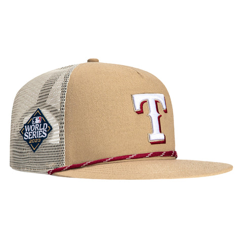 47 Brand Hitch Texas Rangers 2023 World Series Patch Snapback Trucker Hat - Khaki