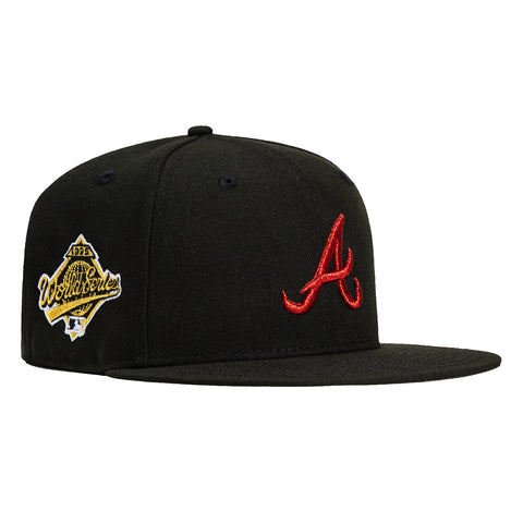 New Era 59Fifty Candy Apple Atlanta Braves 1995 World Series Patch Hat - Black, Red