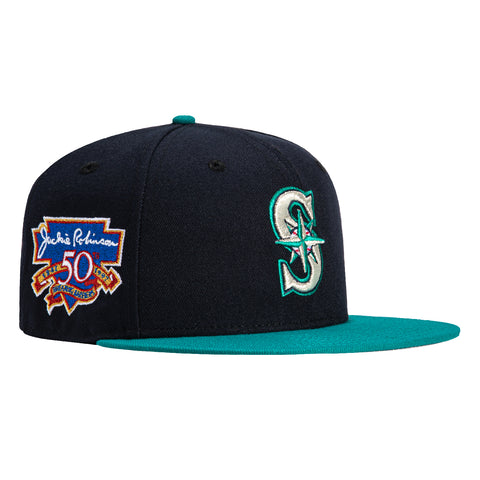 New Era 59Fifty Seattle Mariners Jackie Robinson 50th Anniversary Patch Hat - Navy, Teal