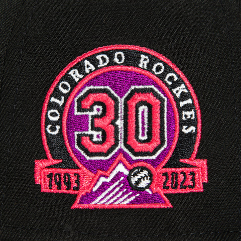 New Era 59Fifty Colorado Rockies 30th Anniversary Patch Mountain Hat - Black, Purple, Infrared