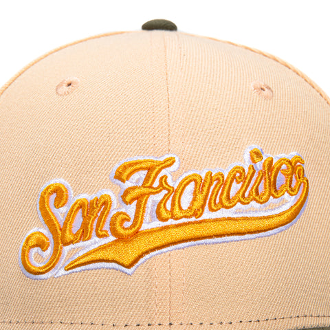 New Era 59Fifty San Francisco Giants Battle of the Bay Patch Script Hat - Apricot, Olive, Light Orange