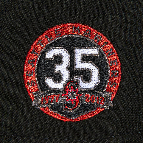 New Era 59Fifty Seattle Mariners 35th Anniversary Patch Logo Hat - Black, Red