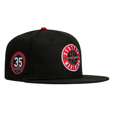 New Era 59Fifty Seattle Mariners 35th Anniversary Patch Logo Hat - Black, Red