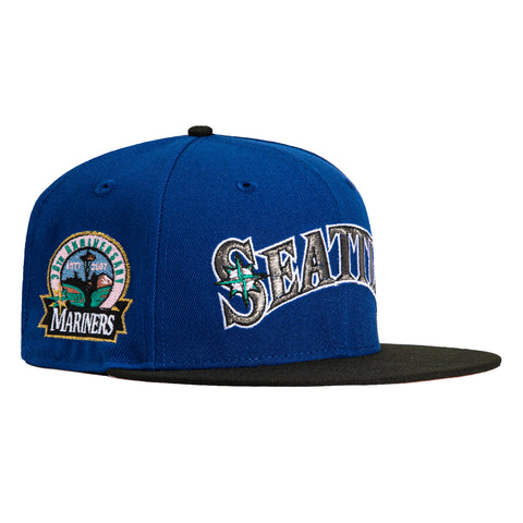 New Era 59Fifty Seattle Mariners 30th Anniversary Patch Word Hat - Royal, Black