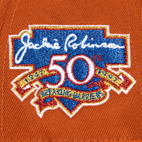 New Era 59Fifty New York Mets Jackie Robinson 50th Anniversary Patch Word Hat - Burnt Orange, Royal