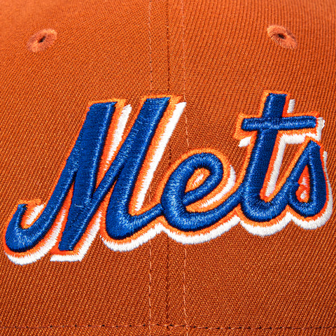 New Era 59Fifty New York Mets Jackie Robinson 50th Anniversary Patch Word Hat - Burnt Orange, Royal
