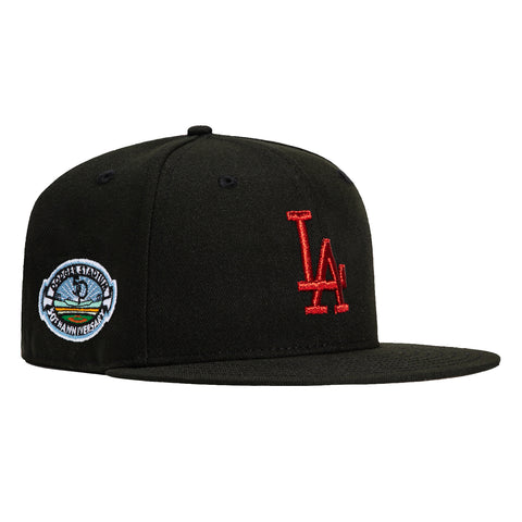 New Era 59Fifty Candy Apple Los Angeles Dodgers 50th Anniversary Stadium Patch Hat - Black, Red