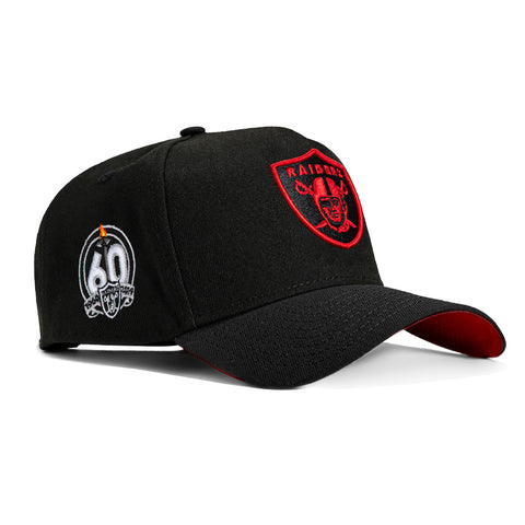 New Era 9Forty A-Frame Las Vegas Raiders 60th Anniversary Patch Snapback Hat - Black