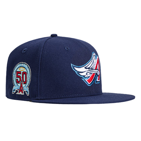 New Era Youth 9Fifty Los Angeles Angels 50th Anniversary Patch Snapback Hat - Light Navy