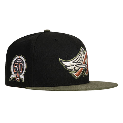 New Era 59Fifty Cookie Martini Los Angeles Angels 50th Anniversary Patch Hat MADE-TO-ORDER - Black, Olive