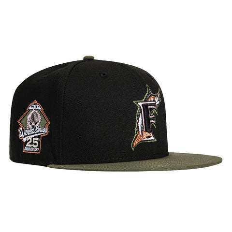 New Era 59Fifty Cookie Martini Miami Marlins 25th Anniversary Champions Patch Hat MADE-TO-ORDER - Black, Olive