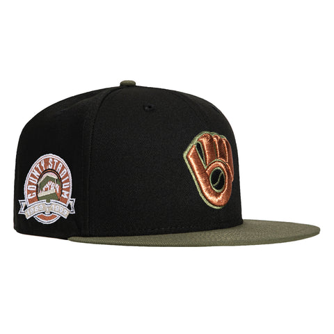 New Era 59Fifty Cookie Martini Milwaukee Brewers County Stadium Patch Hat MADE-TO-ORDER - Black, Olive
