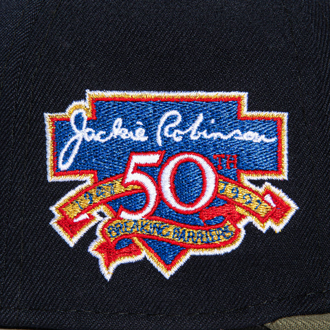 New Era 59Fifty Los Angeles Angels Jackie Robinson 50th Anniversary Patch Word Hat - Navy, Olive