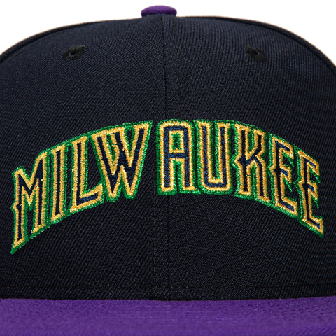 New Era 59Fifty Milwaukee Brewers County Stadium Patch Word Hat - Navy, Purple