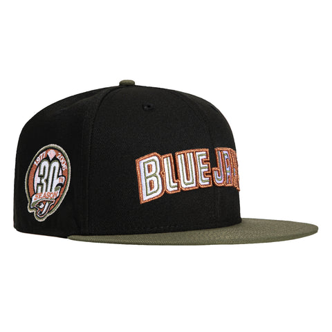 New Era 59Fifty Cookie Martini Toronto Blue Jays 30th Anniversary Patch Word Hat MADE-TO-ORDER - Black, Olive