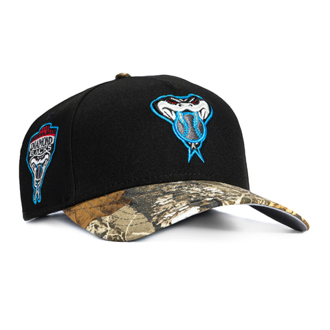 New Era 9Forty A-Frame Arizona Diamondbacks Inaugural Patch Snakehead Snapback Hat - Black, Realtree New Era