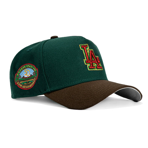 New Era 9Forty A-Frame Los Angeles Dodgers 50th Anniversary Stadium Patch Snapback Hat - Green, Brown