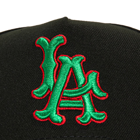 New Era 9Forty A-Frame Los Angeles Angels 60th Anniversary Patch Snapback Hat - Black, Green, Red