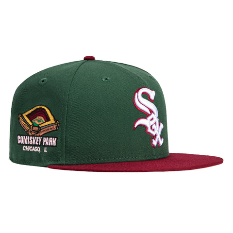 New Era 59Fifty Velvet Ham Chicago White Sox Comiskey Park Patch Hat - Green, Cardinal