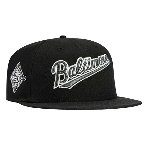 New Era 59Fifty Glow in the Dark Baltimore Orioles 25th Anniversary Patch Word Hat - Black, White