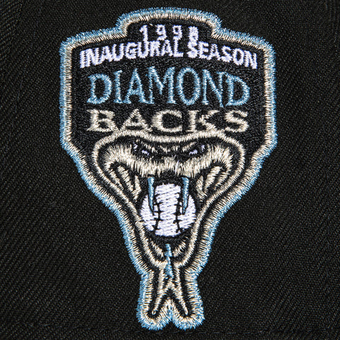New Era 59Fifty Arizona Diamondbacks Inaugural Patch Upside Down Hat - Black, Light Blue, Metallic Silver