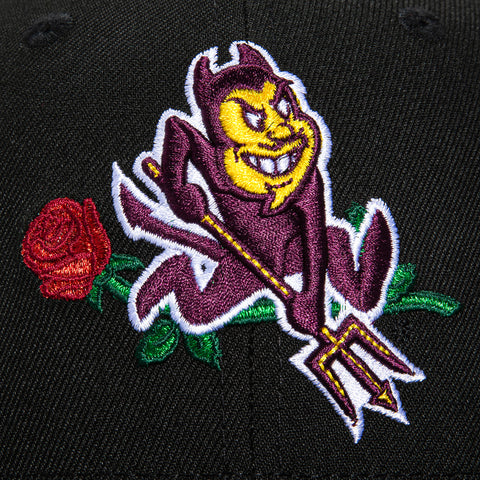 New Era 59Fifty Arizona State Sun Devils 1987 Rose Bowl Patch Sparky Rose Hat - Black