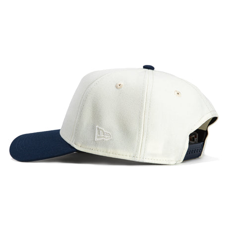 New Era 9Forty A-Frame Los Angeles Dodgers 50th Anniversary Stadium Patch Snapback Hat - White, Navy, Metallic Gold