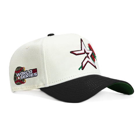 New Era 9Forty A-Frame Houston Astros 2005 World Series Patch Rose Snapback Hat - White, Black