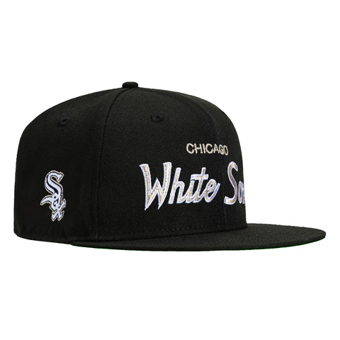 New Era 59Fifty Chicago White Sox Logo Patch Script Hat Black