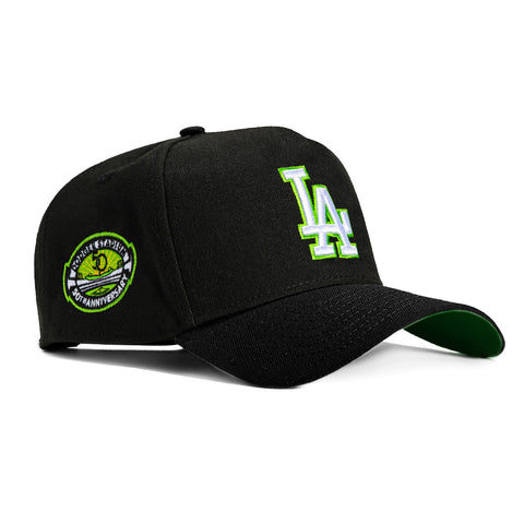 New Era 9Forty A-Frame Los Angeles Dodgers 50th Anniversary Stadium Patch Snapback Hat - Black, White, Green