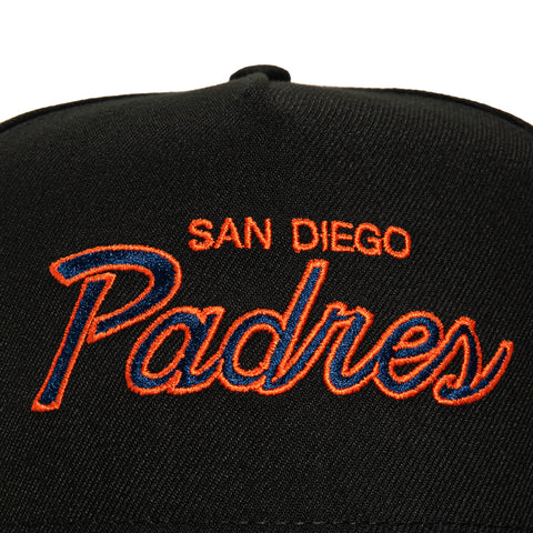 New Era 9Fifty A-Frame San Diego Padres Logo Patch Script Snapback Hat - Black