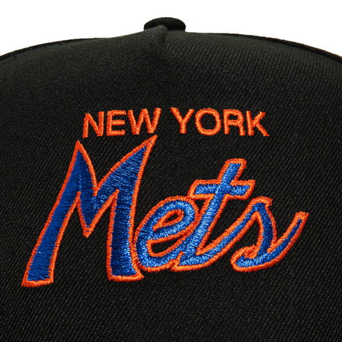 New Era 9Fifty A-Frame New York Mets Logo Patch Script Snapback Hat - Black