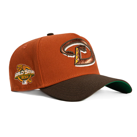 New Era 9Forty A-Frame Campfire Pack Arizona Diamondbacks 2001 World Series Patch Snapback D Hat - Burnt Orange, Brown