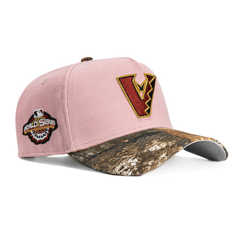 New Era 9Forty A-Frame Arizona Diamondbacks 2001 World Series Patch Upside Down Snapback Hat - Pink, Realtree