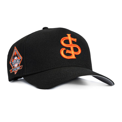 New Era 9Forty A-Frame San Jose Giants 30th Anniversary Patch Snapback Hat - Black, Orange New Era