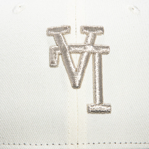 New Era 59Fifty Los Angeles Dodgers 2020 World Series Champions Patch Upside Down Hat - White, Black, Metallic Silver