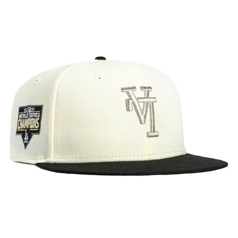 New Era 59Fifty Los Angeles Dodgers 2020 World Series Champions Patch Upside Down Hat - White, Black, Metallic Silver New Era