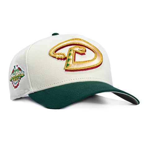 New Era 9Forty A-Frame Arizona Diamondbacks 2001 World Series Patch D Snapback Hat - Stone, Green New Era