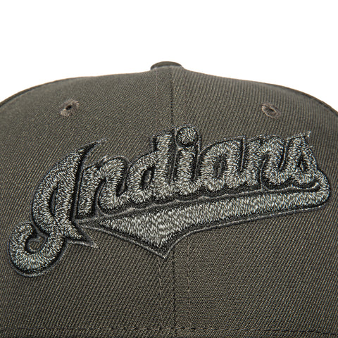 New Era 59Fifty Reflective Cleveland Indians 10th Anniversary Stadium Patch Script Hat - Graphite