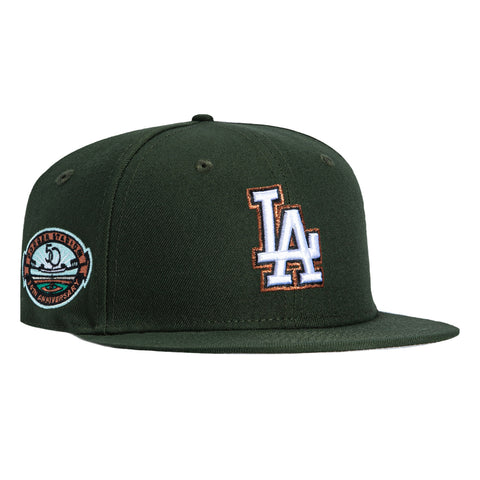 New Era 59Fifty Los Angeles Dodgers 50th Anniversary Stadium Patch Hat - Green, White, Metallic Copper New Era