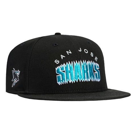 New Era 59Fifty San Jose Sharks Logo Patch Word Hat - Black, Teal New Era