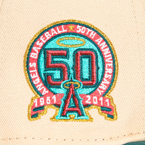 New Era 59Fifty Valentine's Day Los Angeles Angels 50th Anniversary Patch Hat - Apricot, Green