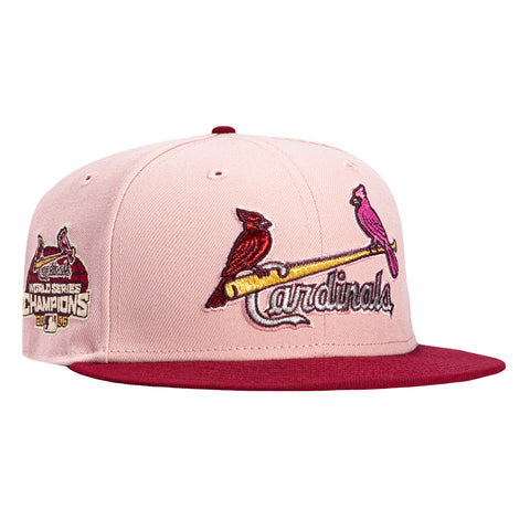 New Era 59Fifty Valentine's Day St Louis Cardinals 2006 World Series Champions Patch Logo Hat - Pink, Cardinal New Era