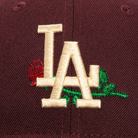 New Era 59Fifty Valentine's Day Los Angeles Dodgers 1963 World Series Patch Rose Hat - Maroon