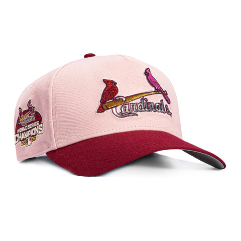 New Era 9Forty A-Frame Valentine's Day St Louis Cardinals 2006 World Series Champions Patch Snapback Logo Hat - Pink, Cardinal New Era